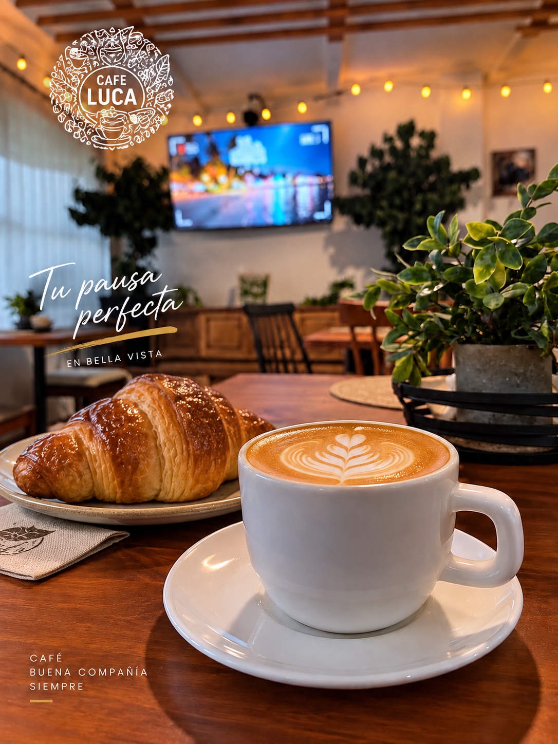 Latte y croissant de Café Luca